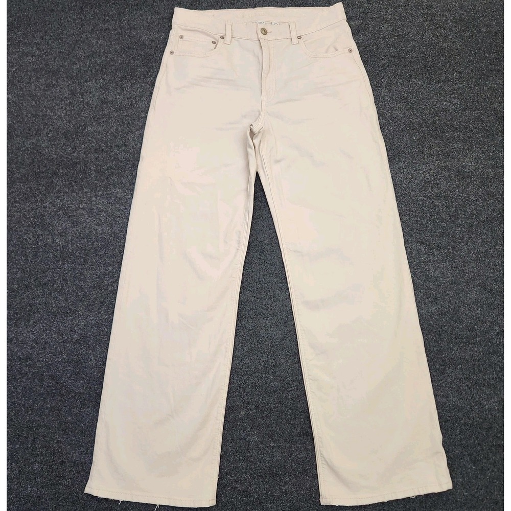 American Eagle Womens 6 Cream Ivory Regular Fit Wide Leg Denim Jeans Stretch